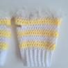 Thumbnail for Gehaakte handschoenen - gehaakte vingerloze handschoenen | Wit en geel