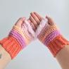 Thumbnail for Gehaakte handschoenen - gehaakte vingerloze handschoenen | Koraaloranje, lavendel, perzik en poederroze