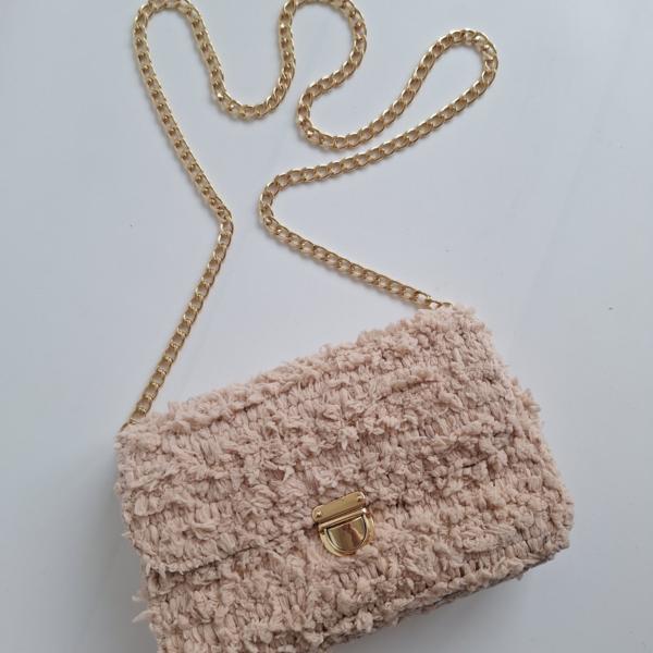 Geweven crossbody tas | Beige en goud