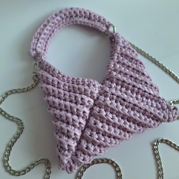 Gehaakte crossbody tas 'Metallic lila'