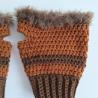 Thumbnail for Gehaakte handschoenen - gehaakte vingerloze handschoenen | Donkerbruin en karamelbruin