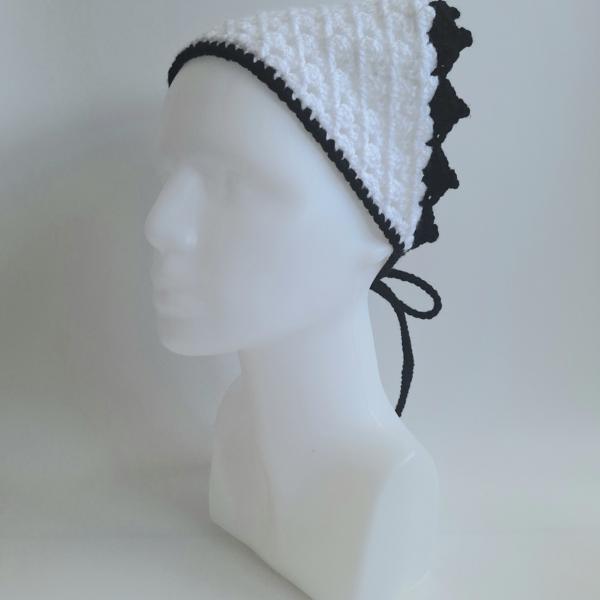 Gehaakte bandana | Wit en zwart