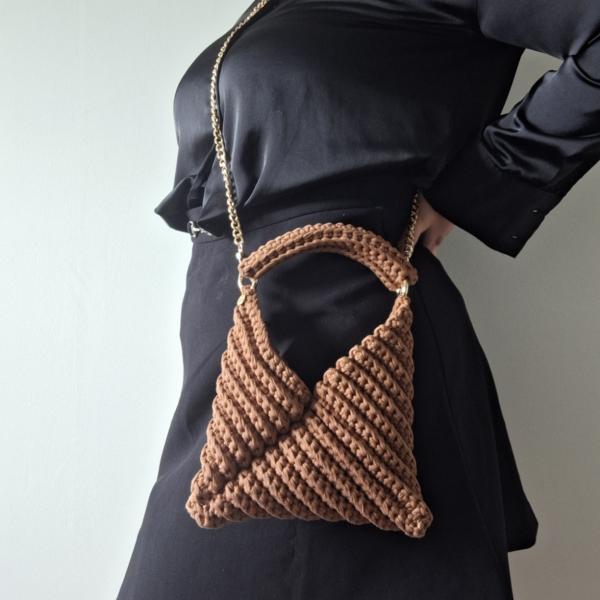 Gehaakte crossbody tas | Lichtbruin