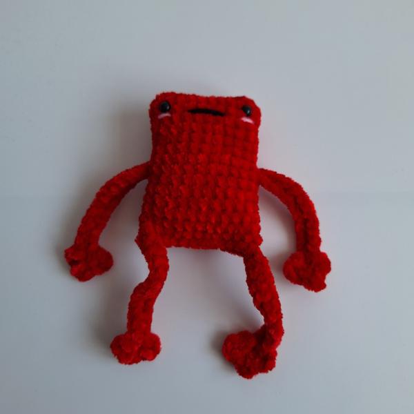 Gehaakte knuffel 'Rode kikker'