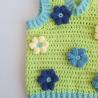 Thumbnail for Gehaakt baby vestje | Limoengroen en mintgroen met blauwe bloemen