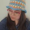 Thumbnail for Gehaakte bucket hat | Oranje, lila, turquoise, sagegroen en wit
