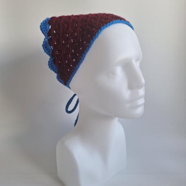 Gehaakte bandana | Wijnrood en blauw