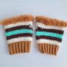 Thumbnail for Gehaakte handschoenen - gehaakte vingerloze handschoenen | karamelbruin, crème, turquoise en donkerbruin