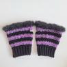Thumbnail for Gehaakte handschoenen - gehaakte vingerloze handschoenen | Zwart en paars