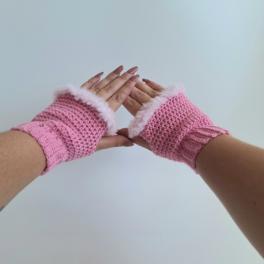 Gehaakte handschoenen - gehaakte vingerloze handschoenen | Roze en lichtroze