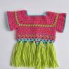 Thumbnail for Gehaakt baby vestje | Roze, turquoise en groen met groene franjes