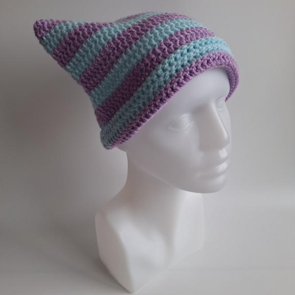 Gehaakte muts | Lila en lichtblauw