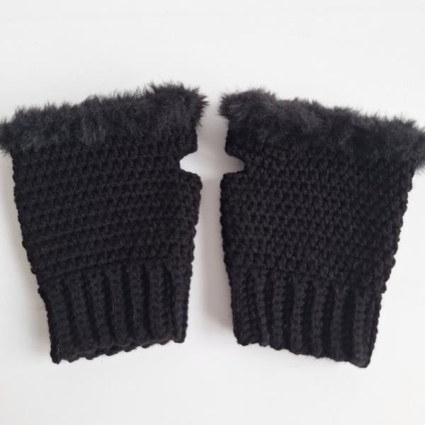 Gehaakte handschoenen - gehaakte vingerloze handschoenen | Zwart