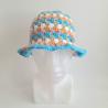 Thumbnail for Gehaakte bucket hat | Oranje, lila, turquoise, sagegroen en wit
