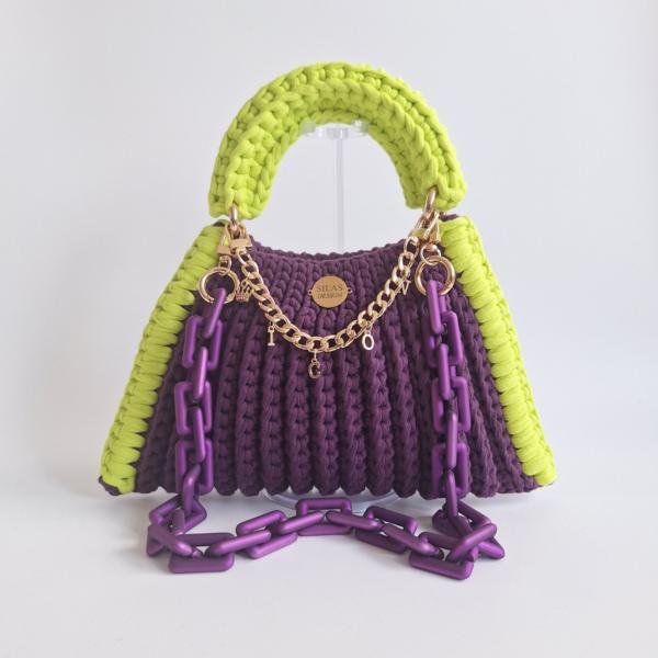 Gehaakte tas Shelly | Paars en neon groen