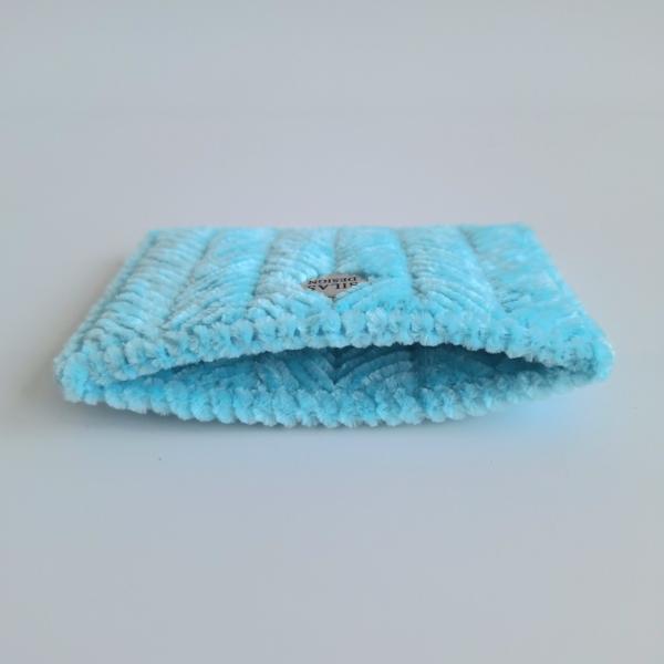 Geweven pasjeshouder | Turquoise velvet look