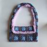Thumbnail for Gehaakte tas | Lila, turquoise, paars en grijs imitatiebont