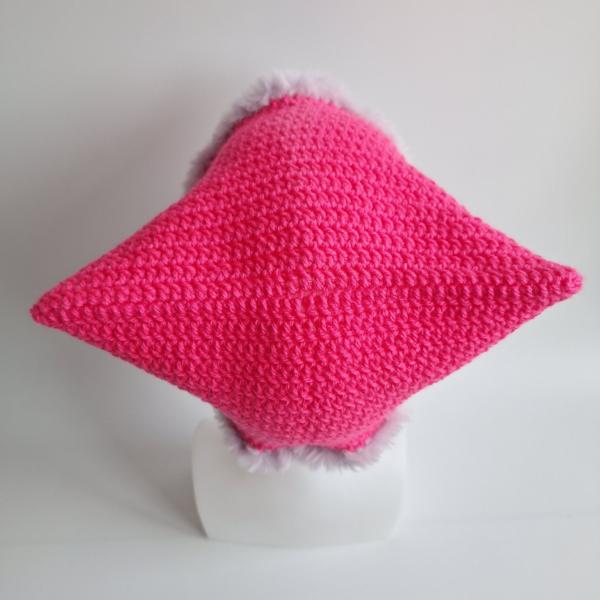 Gehaakte muts met imitatiebont | Neon roze en lila