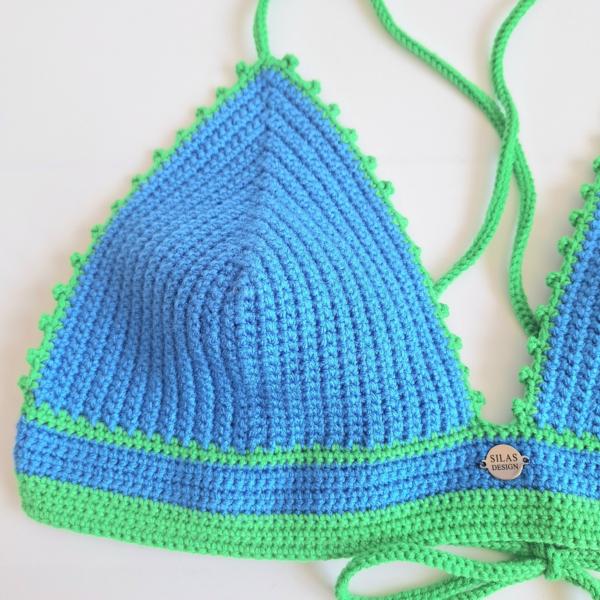 Gehaakt topje | Blauw en groen