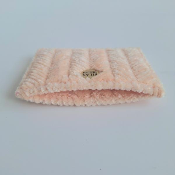 Geweven pasjeshouder | Pasteloranje velvet look