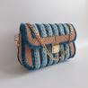 Thumbnail for Geweven crossbody tas | Lichtblauw, petrol, turquoise, lichtbruin en goud