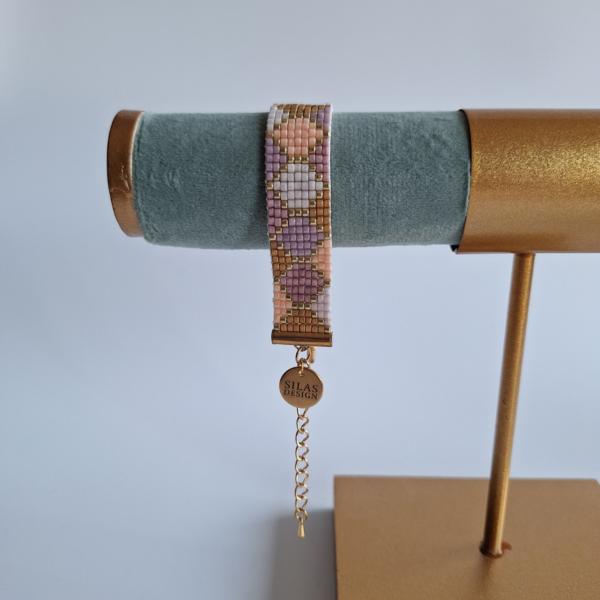 Geweven kralen armband 'Nude hexagon'