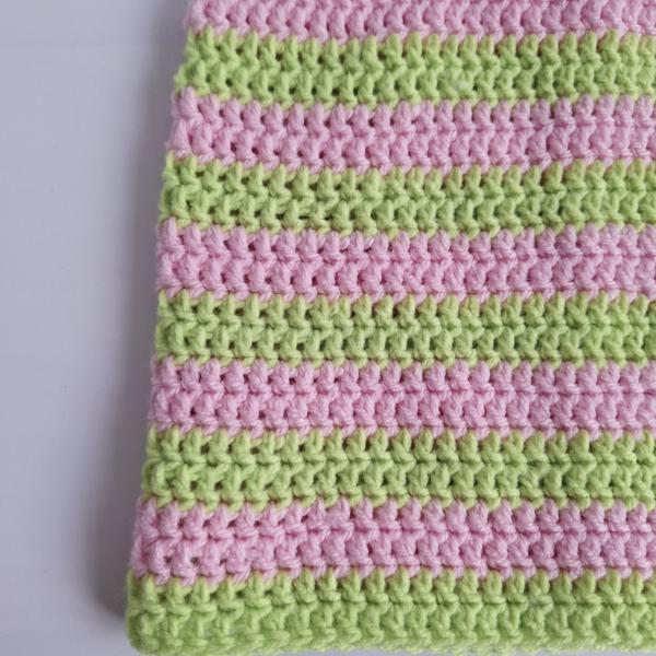 Gehaakte muts | Lichtroze en limoengroen