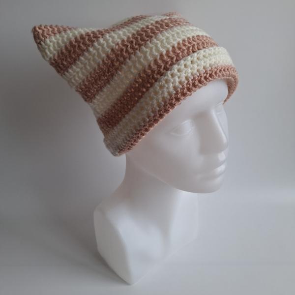 Gehaakte muts | Crème en poeder roze