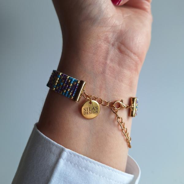 Geweven kralen armband | XOXO blauw en paars