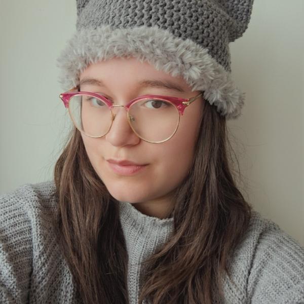 Gehaakte muts met imitatiebont | Grijs