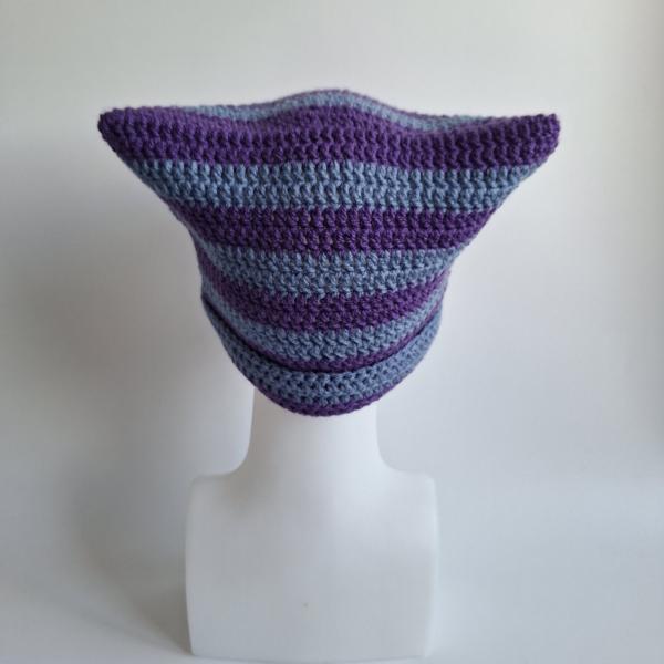 Gehaakte muts | Paars en denimblauw