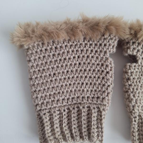 Gehaakte handschoenen - gehaakte vingerloze handschoenen | Beige