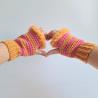 Thumbnail for Gehaakte handschoenen - gehaakte vingerloze handschoenen | Oranje en roze