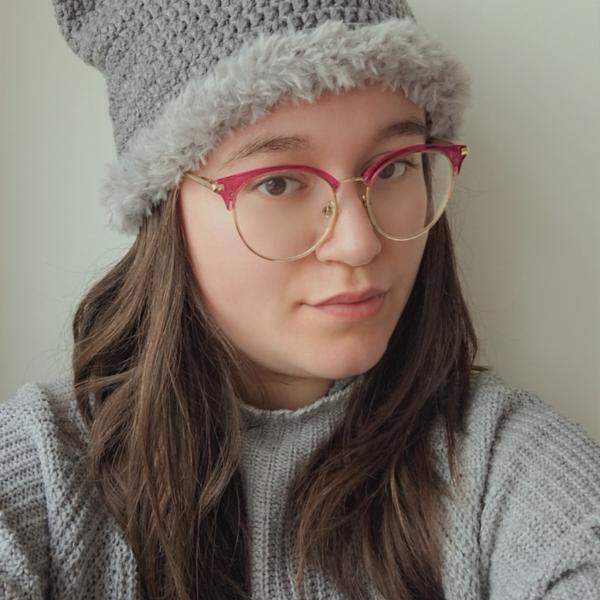 Gehaakte muts met imitatiebont | Grijs