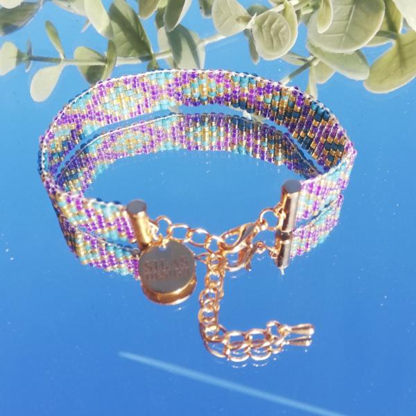 Geweven kralen armband | XOXO blauw en paars