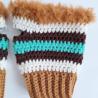 Thumbnail for Gehaakte handschoenen - gehaakte vingerloze handschoenen | karamelbruin, crème, turquoise en donkerbruin