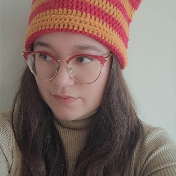 Gehaakte muts | Oranje en fuchsia