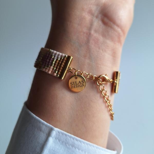 Geweven kralen armband 'Nude hexagon'