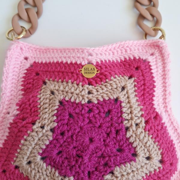 Gehaakte tas 'Roze ster'