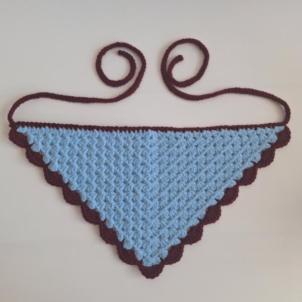 Gehaakte bandana | Lichtblauw en wijnrood