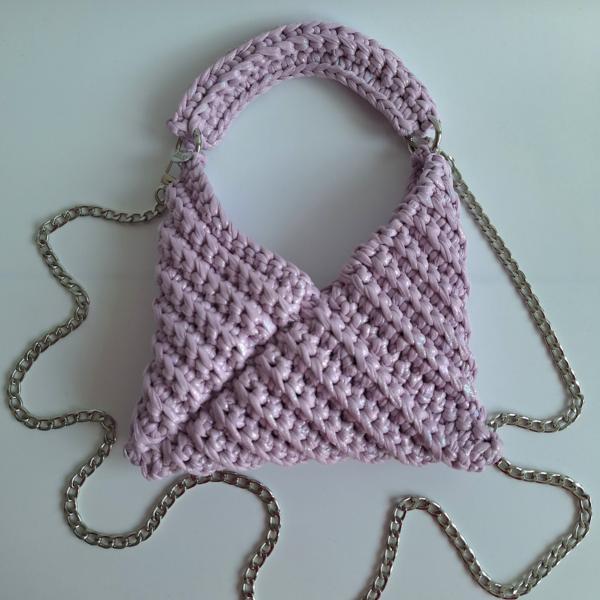 Gehaakte crossbody tas 'Metallic lila'