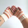 Thumbnail for Gehaakte handschoenen - gehaakte vingerloze handschoenen | Crème, pasteloranje en beige