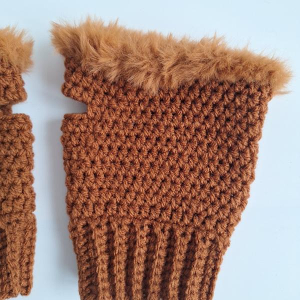 Gehaakte handschoenen - gehaakte vingerloze handschoenen | Bruin