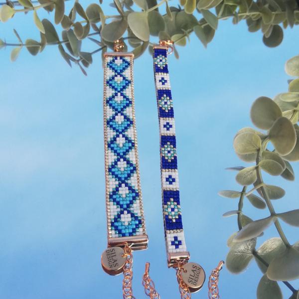 Geweven kralen armband | Blauwe zandloper