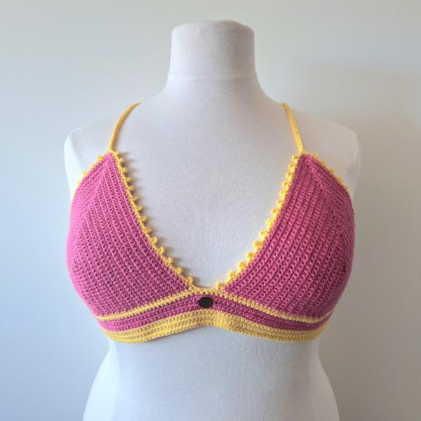 Gehaakt topje | Roze en geel