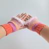 Thumbnail for Gehaakte handschoenen - gehaakte vingerloze handschoenen | Koraaloranje, lavendel, perzik en poederroze