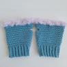 Thumbnail for Gehaakte handschoenen - gehaakte vingerloze handschoenen | Denimblauw en lila
