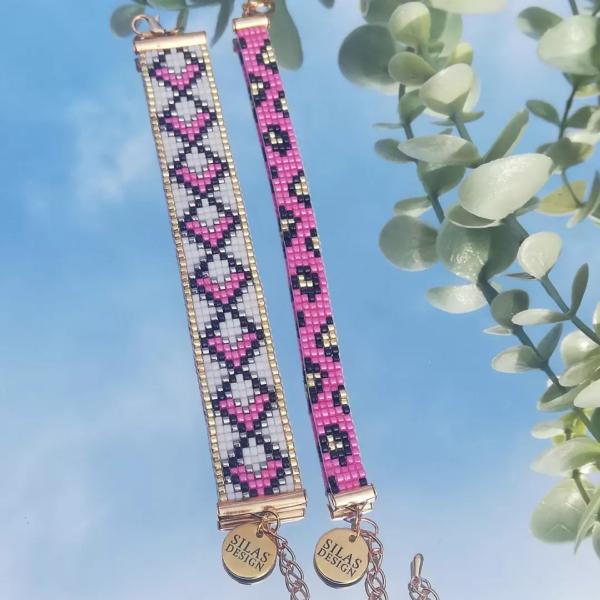 geweven kralen armband | Knalroze luipaard