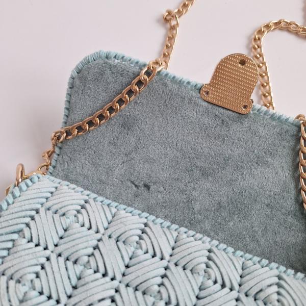 Geweven crossbody tas | Mintgroen en goud