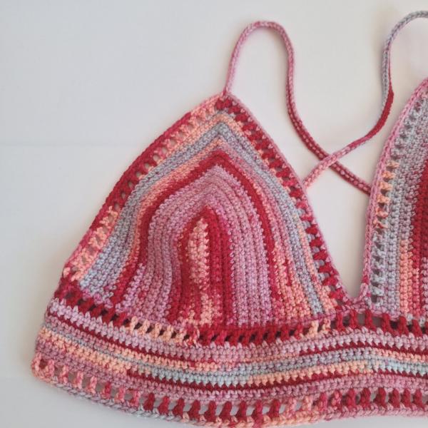 Gehaakt topje 'Boho top ombre paars en roze'